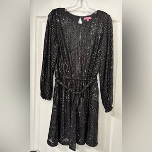 Black sequin long sleeve dress - sz 10